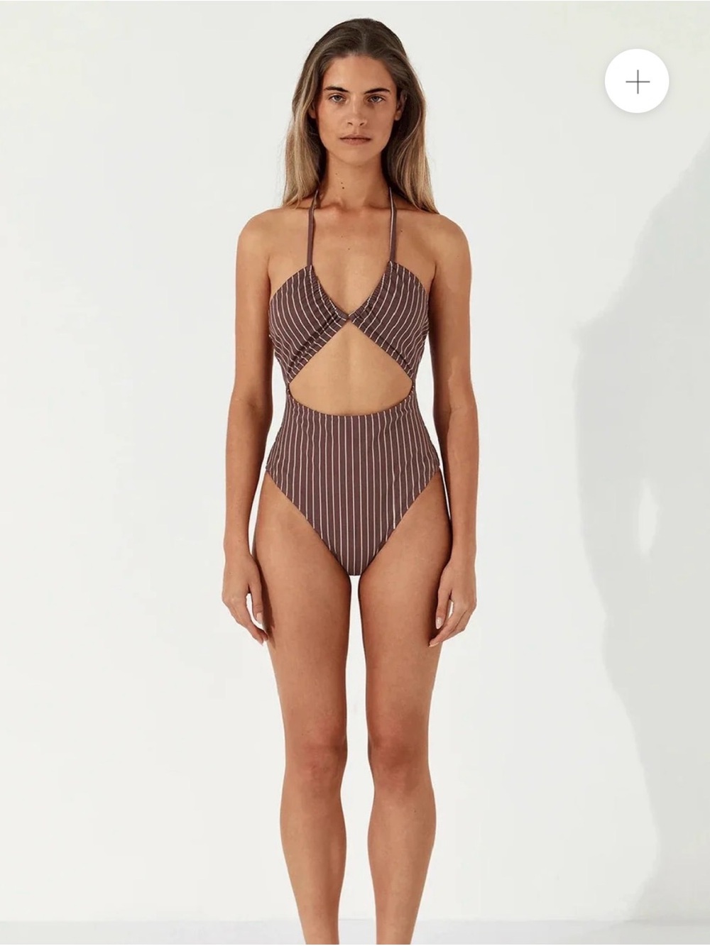 Zulu & Zephyr Maroon Pinstripe Cutout One-Piece Swimsuit
